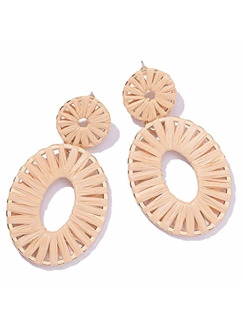 Boho Raffia Statement Drop Dangle Earrings
